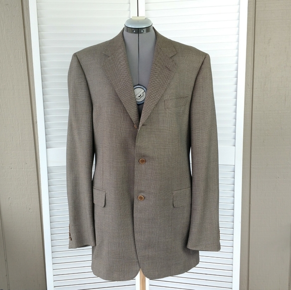 LAST CHANCE Canali Italy brown birds eye wool blazer men 42 L - Picture 2 of 9